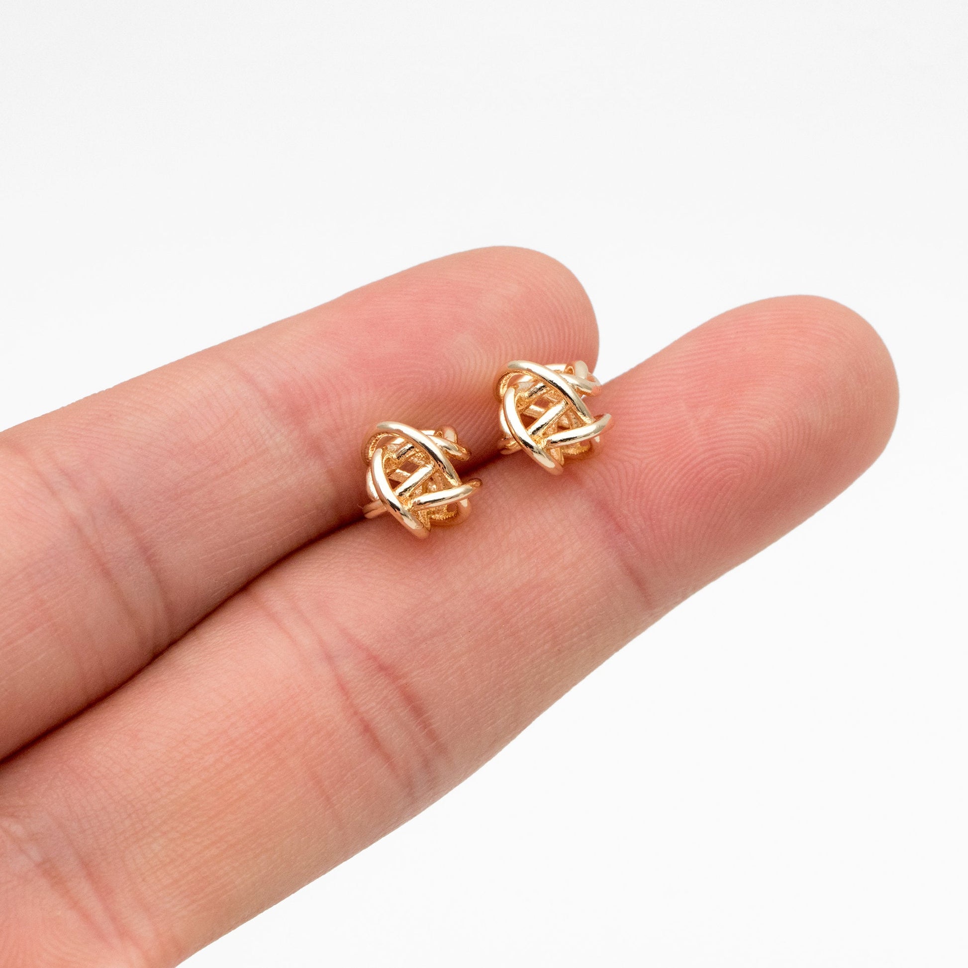 10pcs Gold Wire Ball Earrings, Gold plated Brass, Minimalist Stud Earrings (GB-4304)