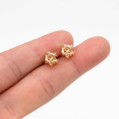 10pcs Gold Wire Ball Earrings, Gold plated Brass, Minimalist Stud Earrings (GB-4304)
