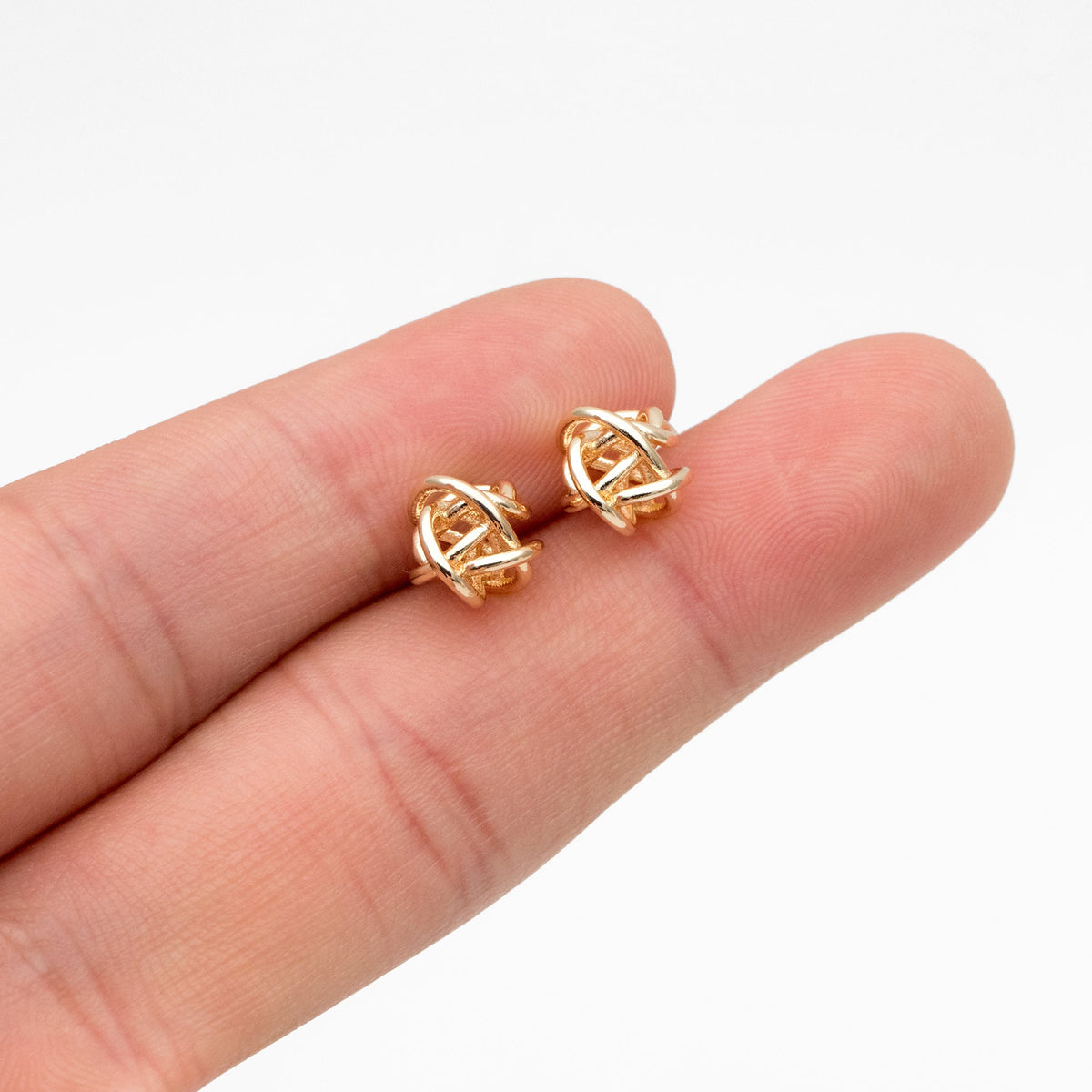 10pcs Gold Wire Ball Earrings, Gold plated Brass, Minimalist Stud Earrings (GB-1833-B)