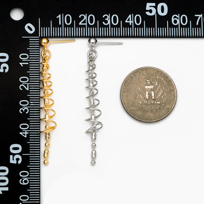 4pcs Gold/ Silver Spiral Chain Tassel Earrings, Tassel Stud Earring, Dangling Earrings, Minimalist Earrings (GB-4306)