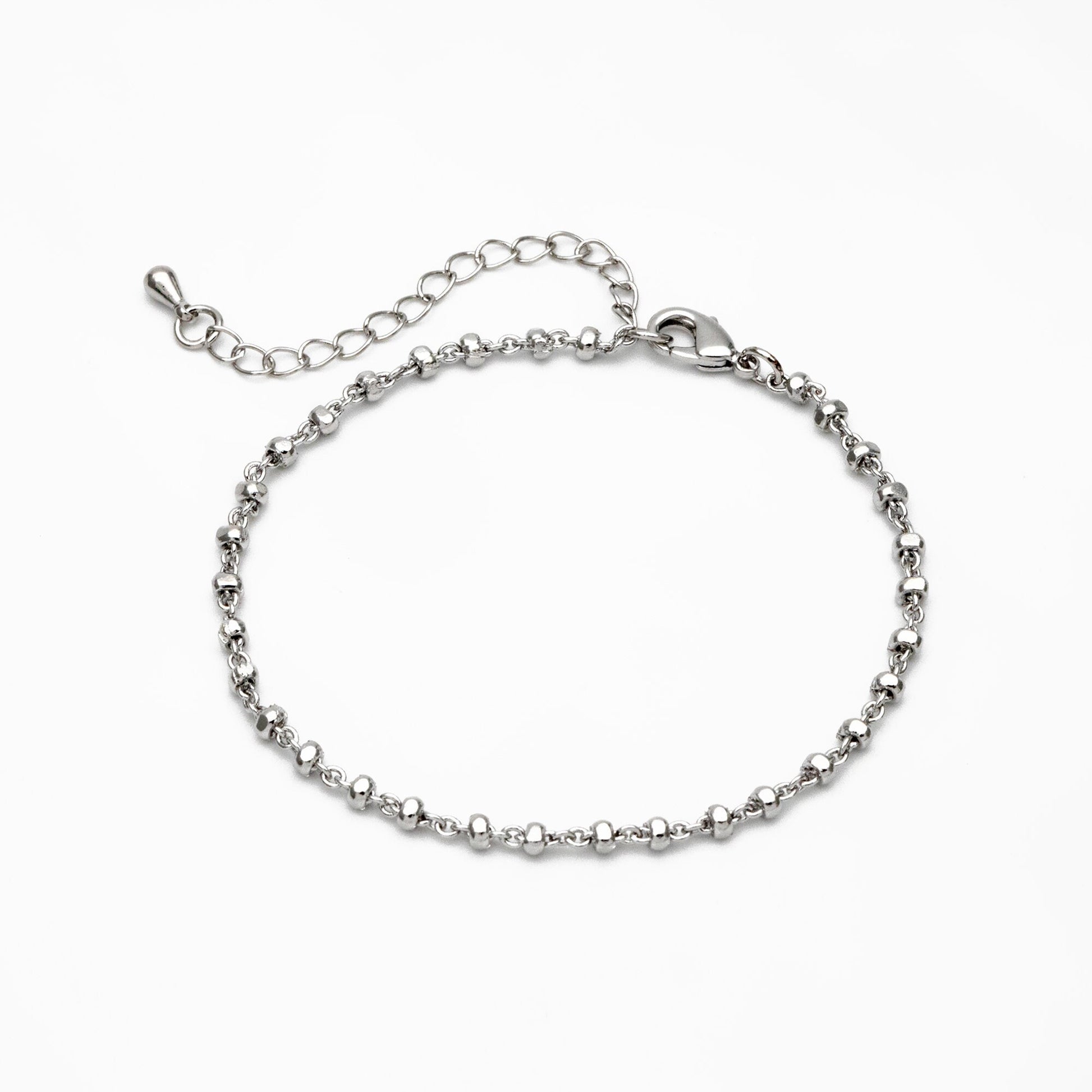 Gold/ Silver Beaded Chains 2.6mm, Finished Bracelet/ Anklet/ Necklace with Extender Chain, Ready to Wear (#LK-335)