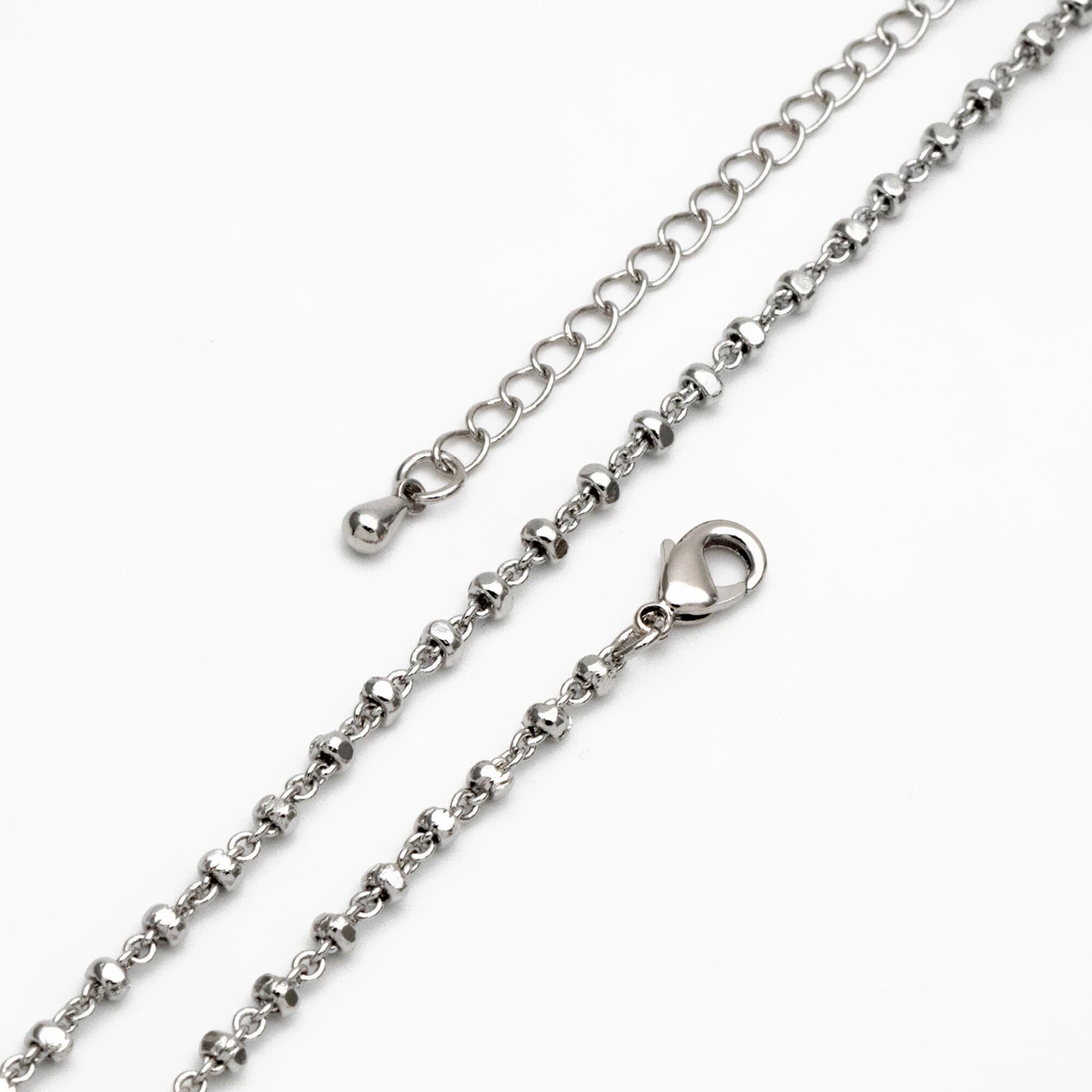 Gold/ Silver Beaded Chains 2.6mm, Finished Bracelet/ Anklet/ Necklace with Extender Chain, Ready to Wear (#LK-335)