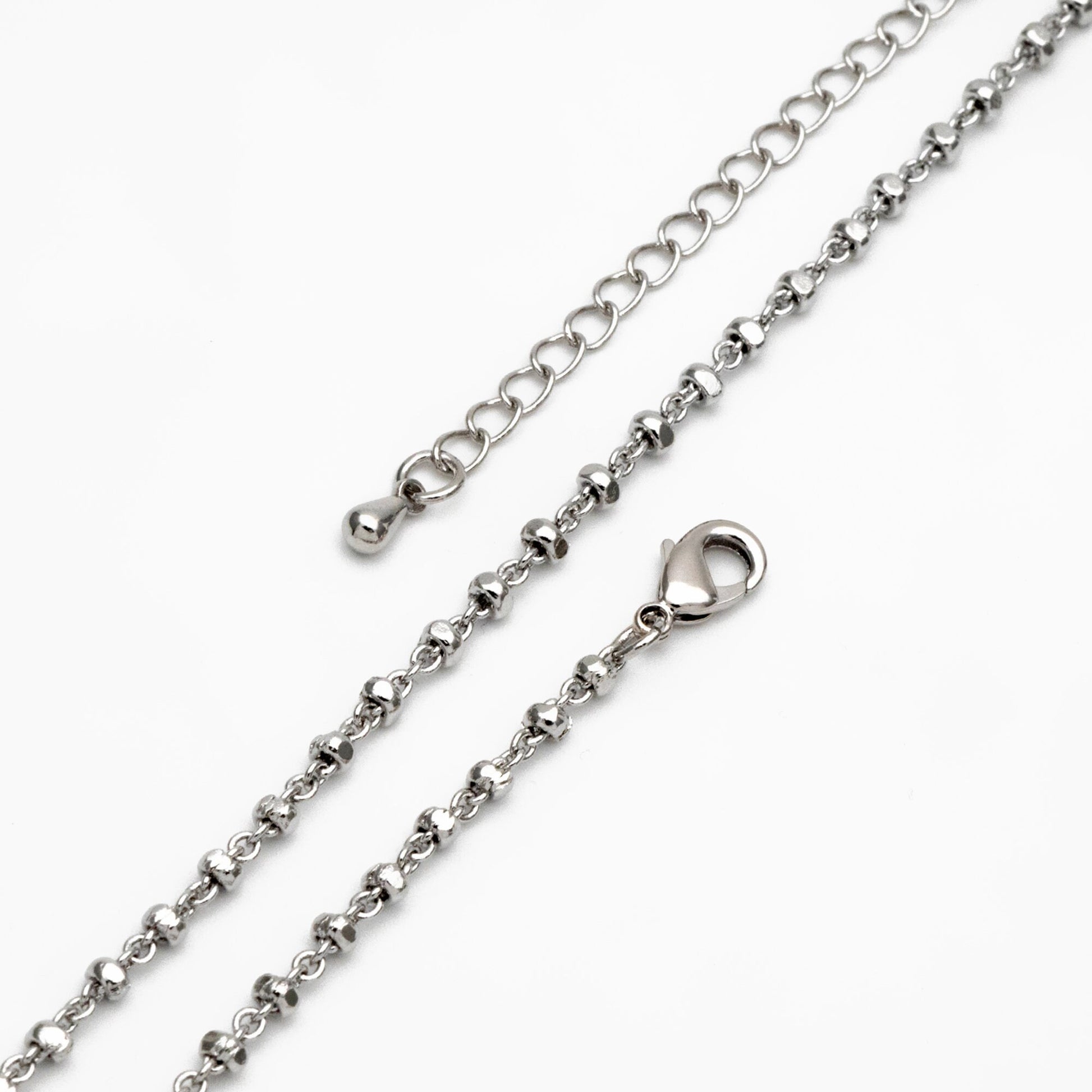 Gold/ Silver Beaded Chains 2.6mm, Finished Bracelet/ Anklet/ Necklace with Extender Chain, Ready to Wear (#LK-335)