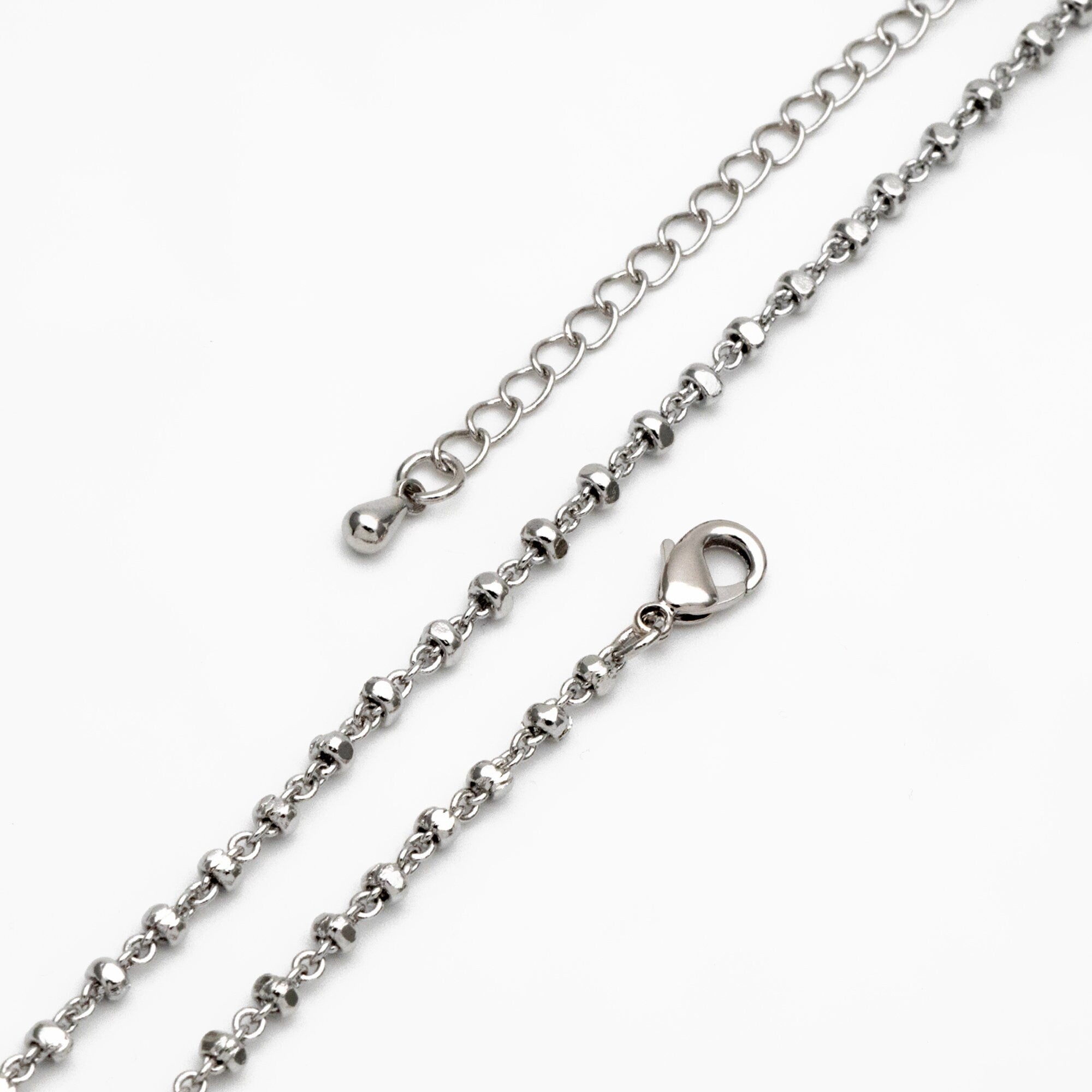 Gold/ Silver Beaded Chains 2.6mm, Finished Bracelet/ Anklet/ Necklace with Extender Chain, Ready to Wear (#LK-335)