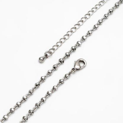 Gold/ Silver Beaded Chains 2.6mm, Finished Bracelet/ Anklet/ Necklace with Extender Chain, Ready to Wear (#LK-335)