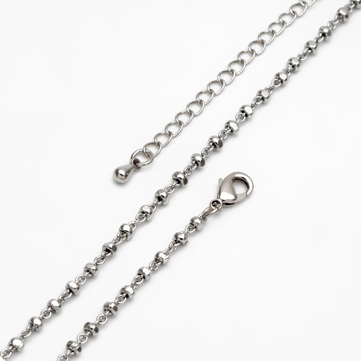 Gold/ Silver Beaded Chains 2.6mm, Finished Bracelet/ Anklet/ Necklace with Extender Chain, Ready to Wear (#LK-335)