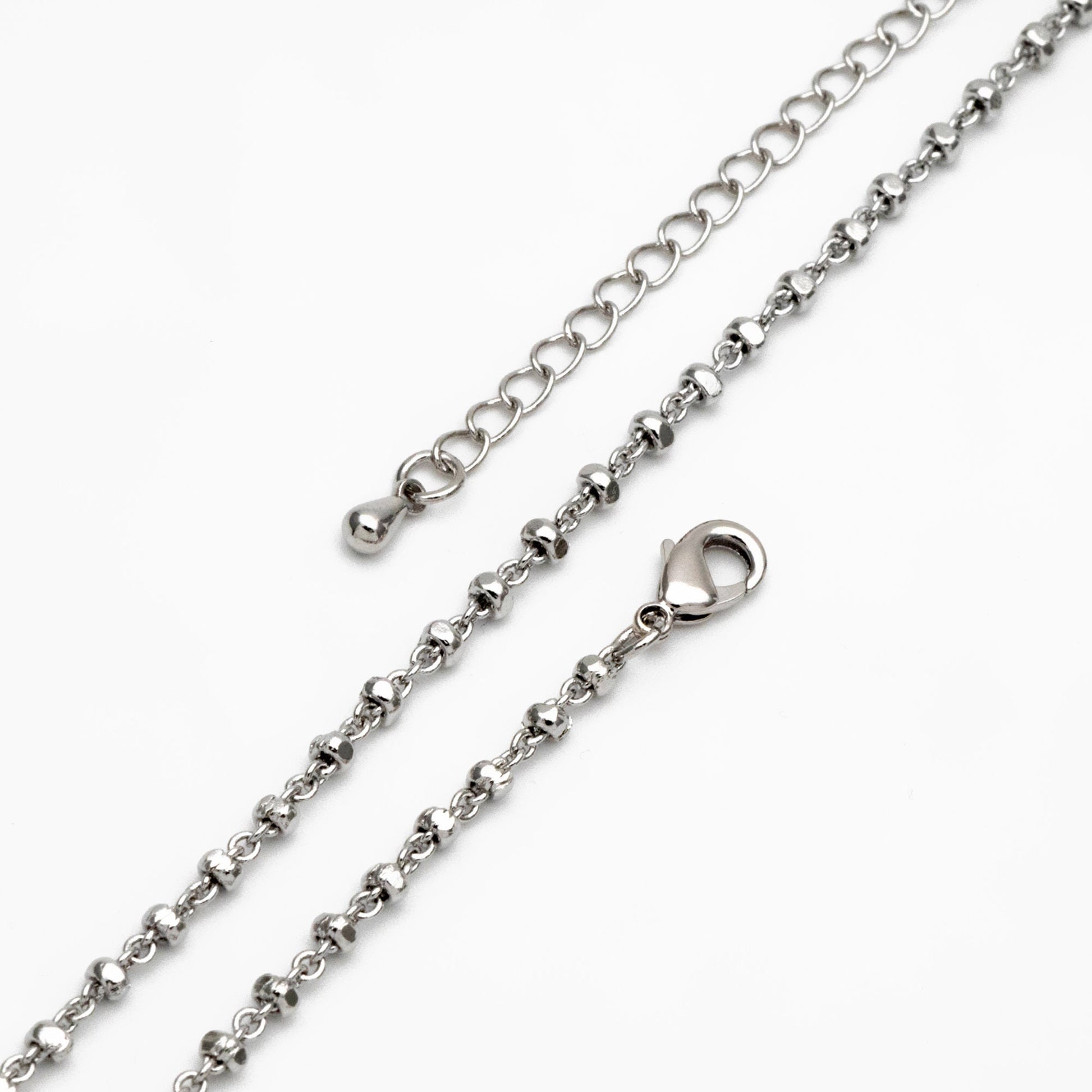 Gold/ Silver Beaded Chains 2.6mm, Finished Bracelet/ Anklet/ Necklace with Extender Chain, Ready to Wear (#LK-335)