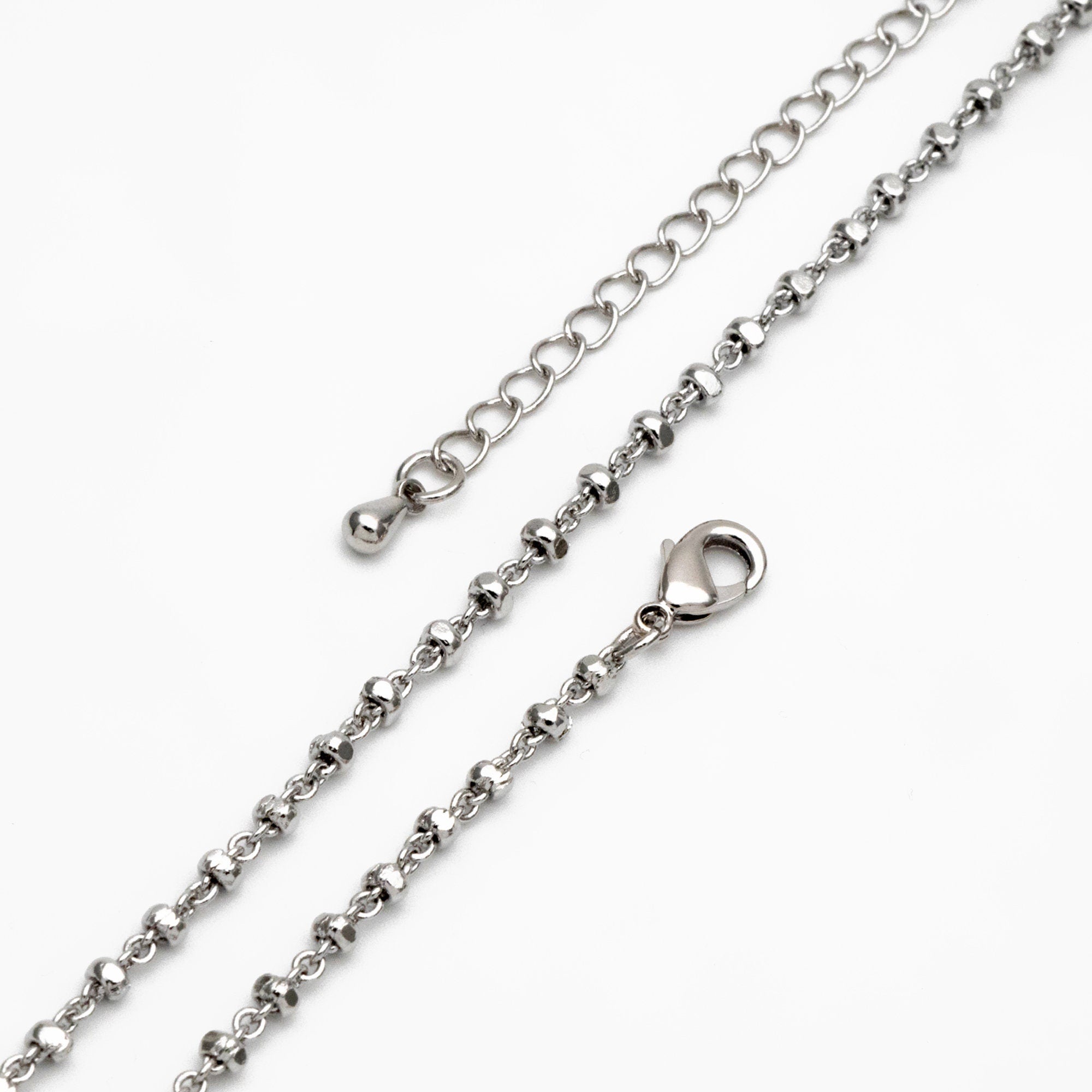 Gold/ Silver Beaded Chains 2.6mm, Finished Bracelet/ Anklet/ Necklace with Extender Chain, Ready to Wear (#LK-335)