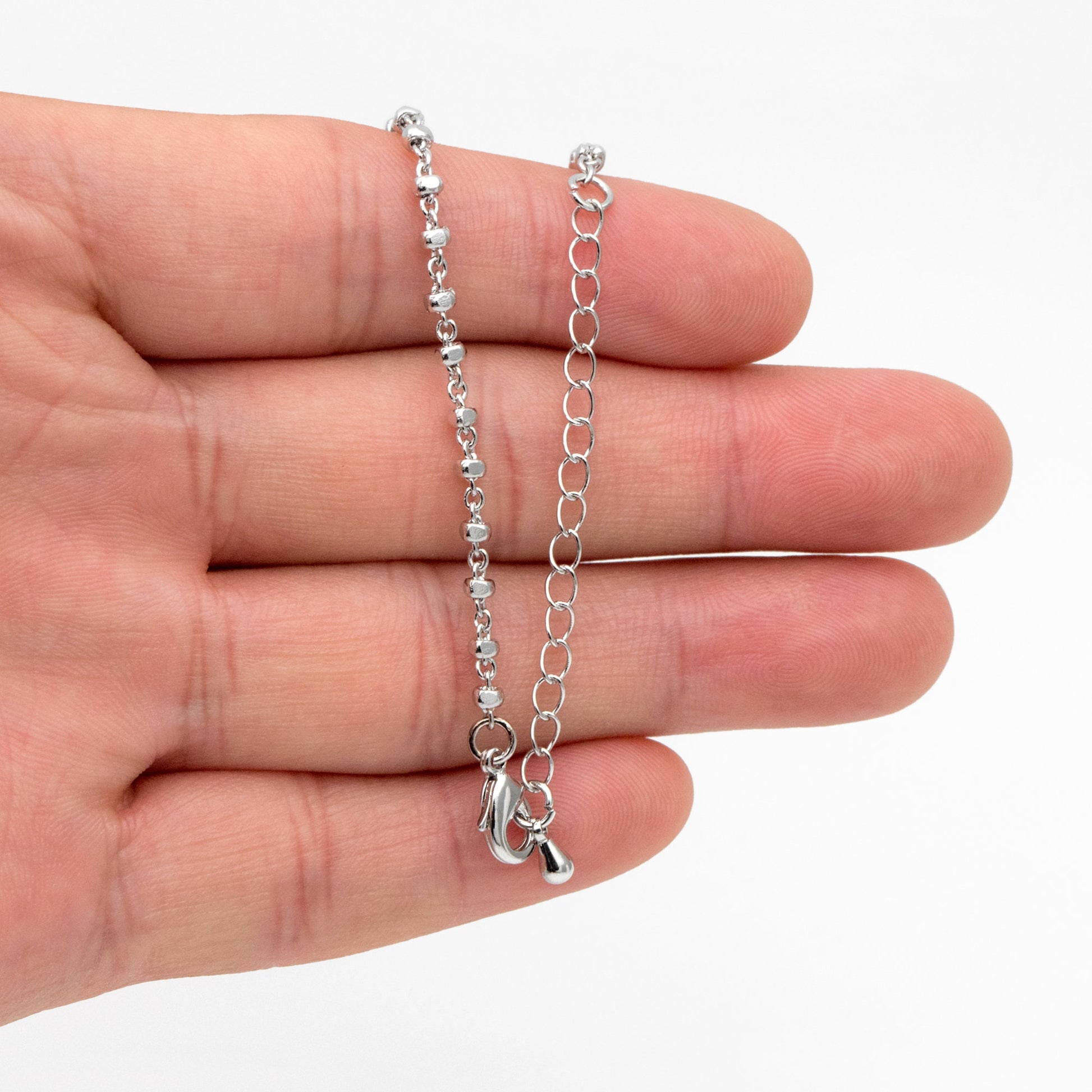 Gold/ Silver Beaded Chains 2.6mm, Finished Bracelet/ Anklet/ Necklace with Extender Chain, Ready to Wear (#LK-335)