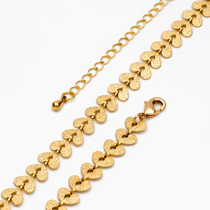 Gold Stardust Heart Chain 7mm, Finished Bracelet/ Anklet/ Necklace with Extender Chain, Ready to Wear (#LK-422)