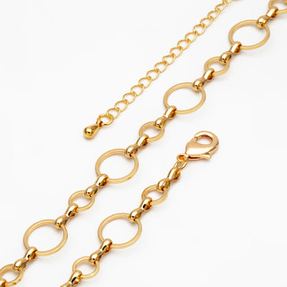Gold Round Circle Chain 10mm, Finished Bracelet/ Anklet/ Necklace with Extender Chain, Ready to Wear (#LK-436)