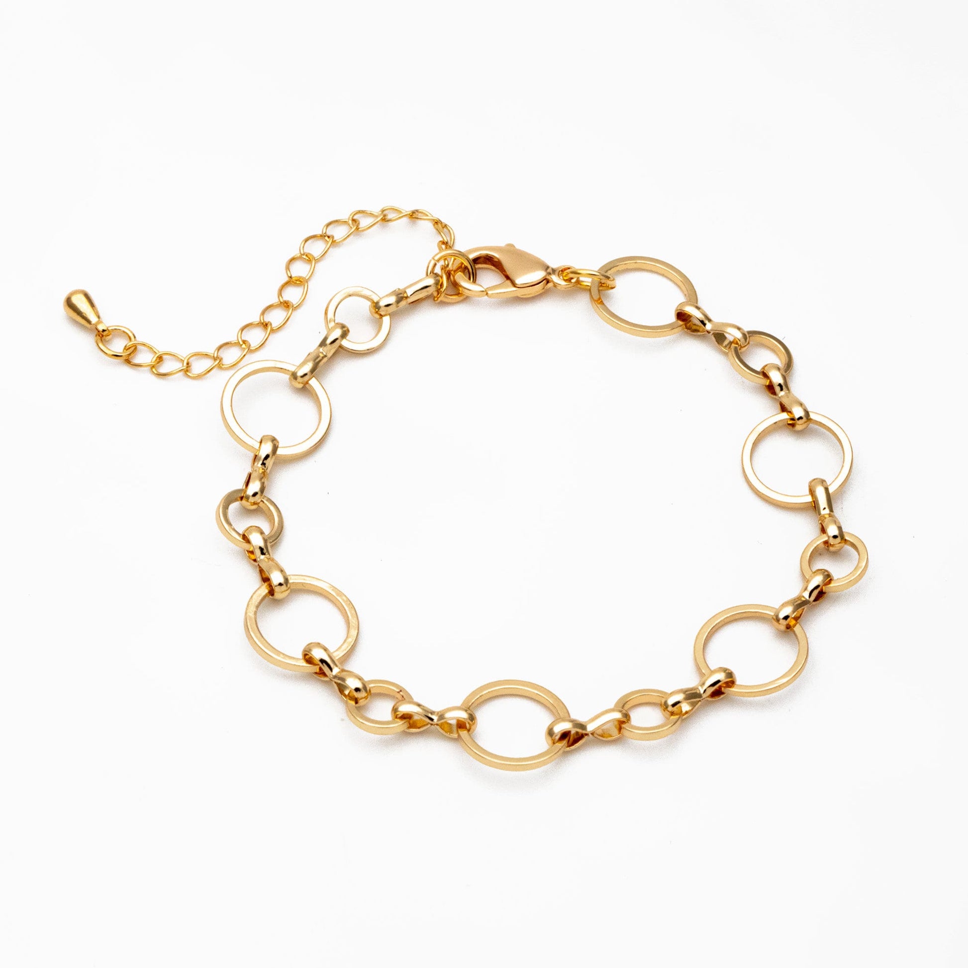 Gold Round Circle Chain 10mm, Finished Bracelet/ Anklet/ Necklace with Extender Chain, Ready to Wear (#LK-436)