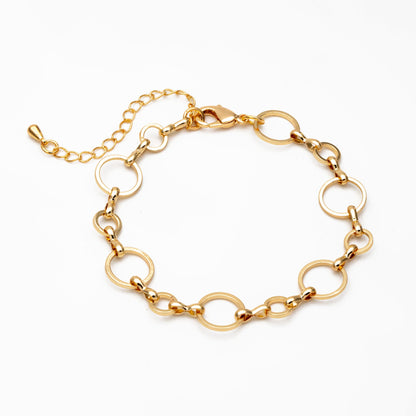 Gold Round Circle Chain 10mm, Finished Bracelet/ Anklet/ Necklace with Extender Chain, Ready to Wear (#LK-436)