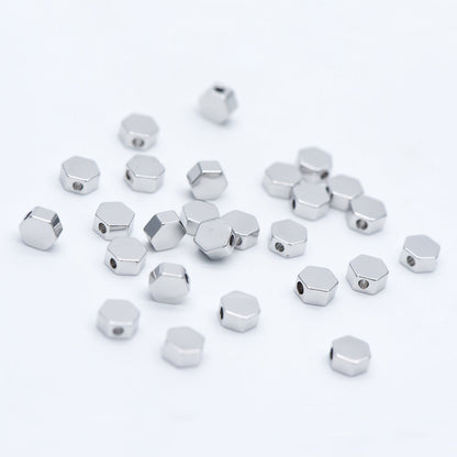 20pcs Gold/ Silver tone Hexagon Flat Spacer Beads 5/ 6mm, Gold/ Rhodium plated Brass Flat Spacer Beads (GB-118)