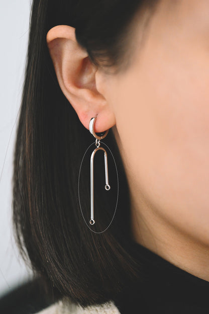 10pcs Gold/ Silver Tube Charm Connectors, Real Gold/ Rhodium plated Brass, U-shaped Curved Bar Stick Pendants 40mm (GB-449)