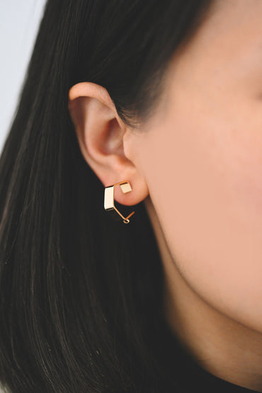 10pcs Gold/ Silver Hexagon Earring Studs, Gold/ Rhodium plated Brass, Geometric Ear Posts Components (GB-445)