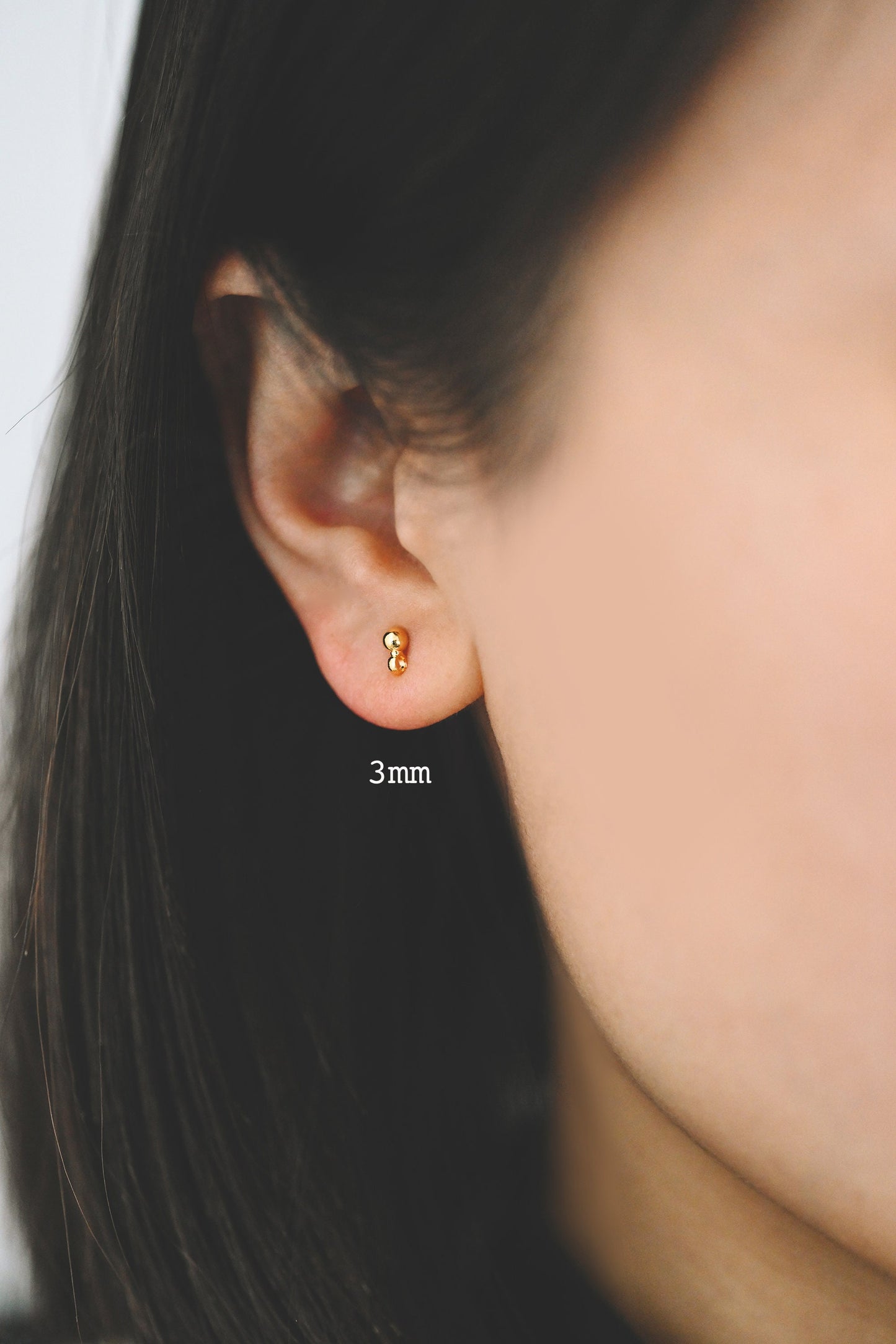 20pcs Gold/ Silver/ Rose Gold Earring Posts, Stud Earring with Loop, 3mm/ 4mm Ball Size (GB-443)