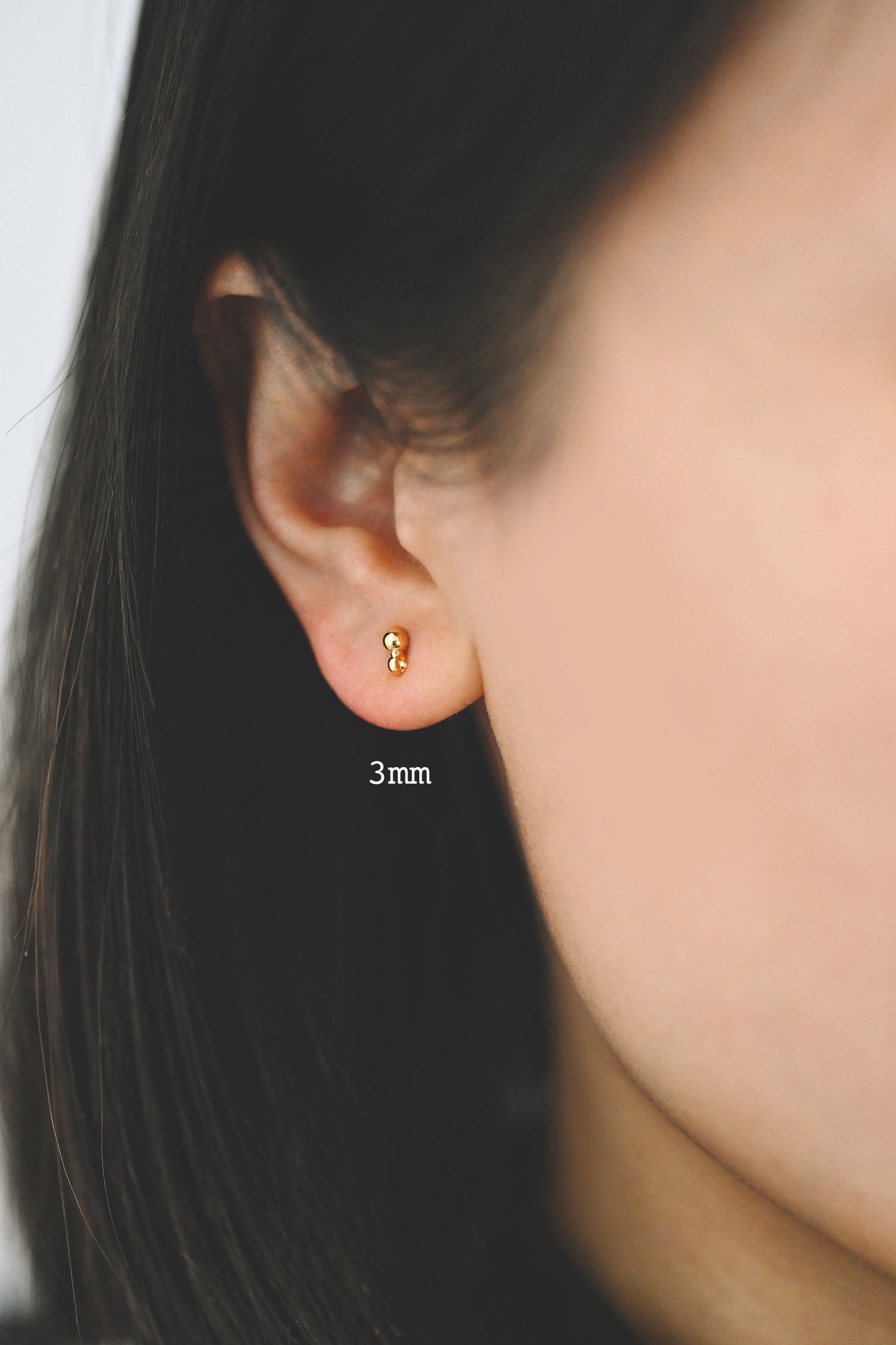 20pcs Gold/ Silver/ Rose Gold Earring Posts, Stud Earring with Loop, 3mm/ 4mm Ball Size (GB-443)