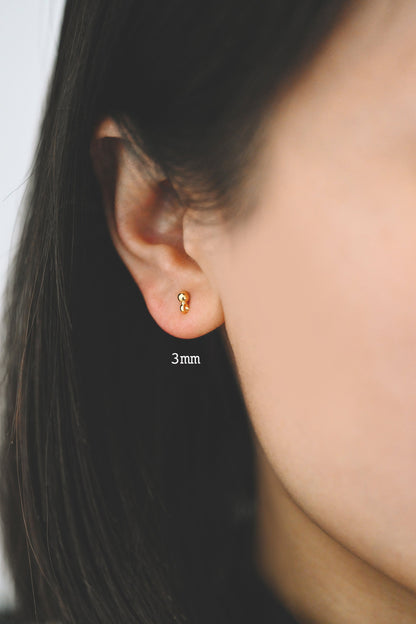 20pcs Gold/ Silver/ Rose Gold Earring Posts, Stud Earring with Loop, 3mm/ 4mm Ball Size (GB-443)