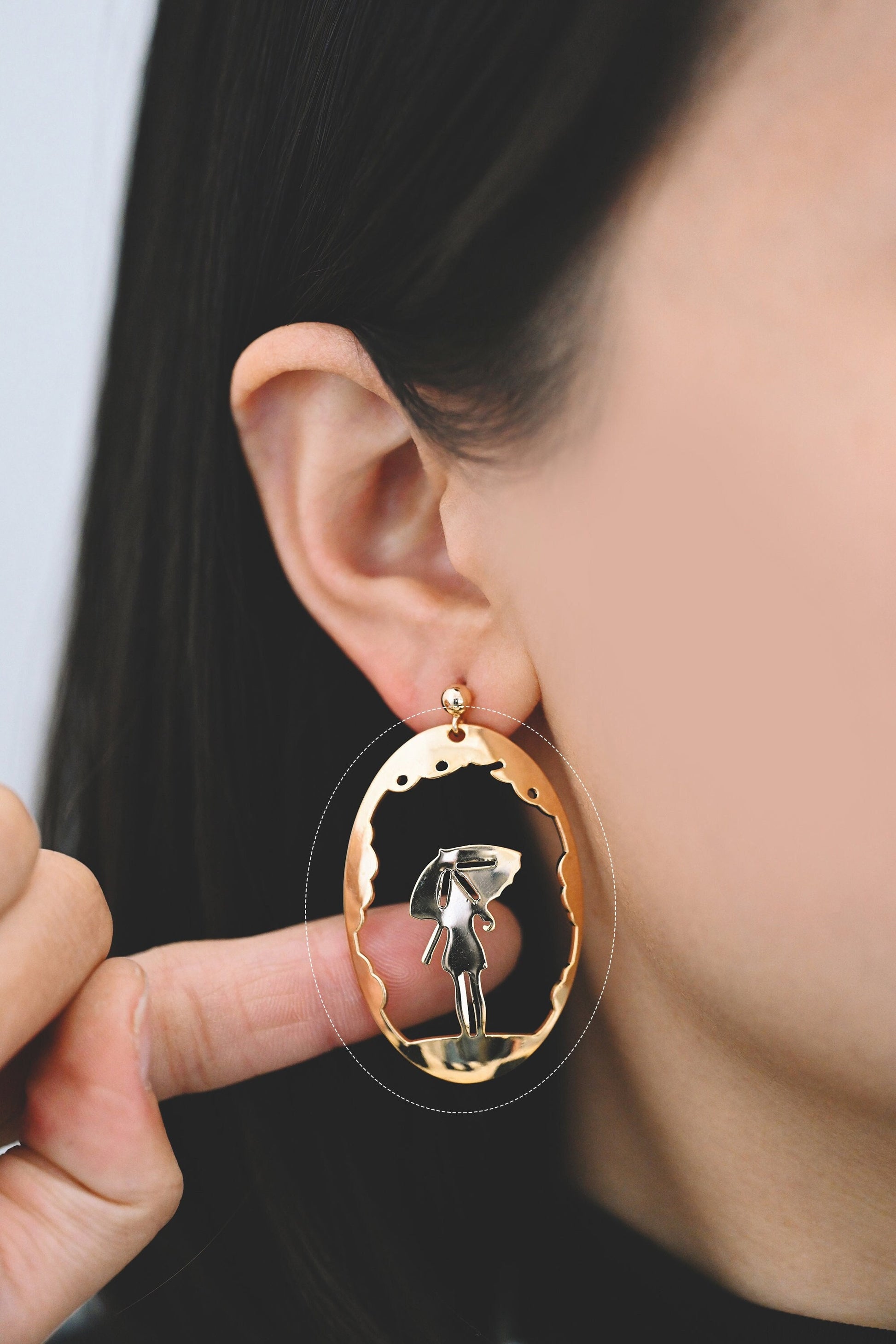 10pcs Gold plated Brass Oval Beauty Charm Pendants 45mm (GB-433)