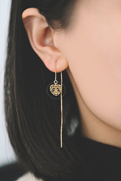 2pcs Gold plated Brass Heart Pendants 11x10mm, Filigree Hollow Pendants, Lead Nickel Free (GB-354)