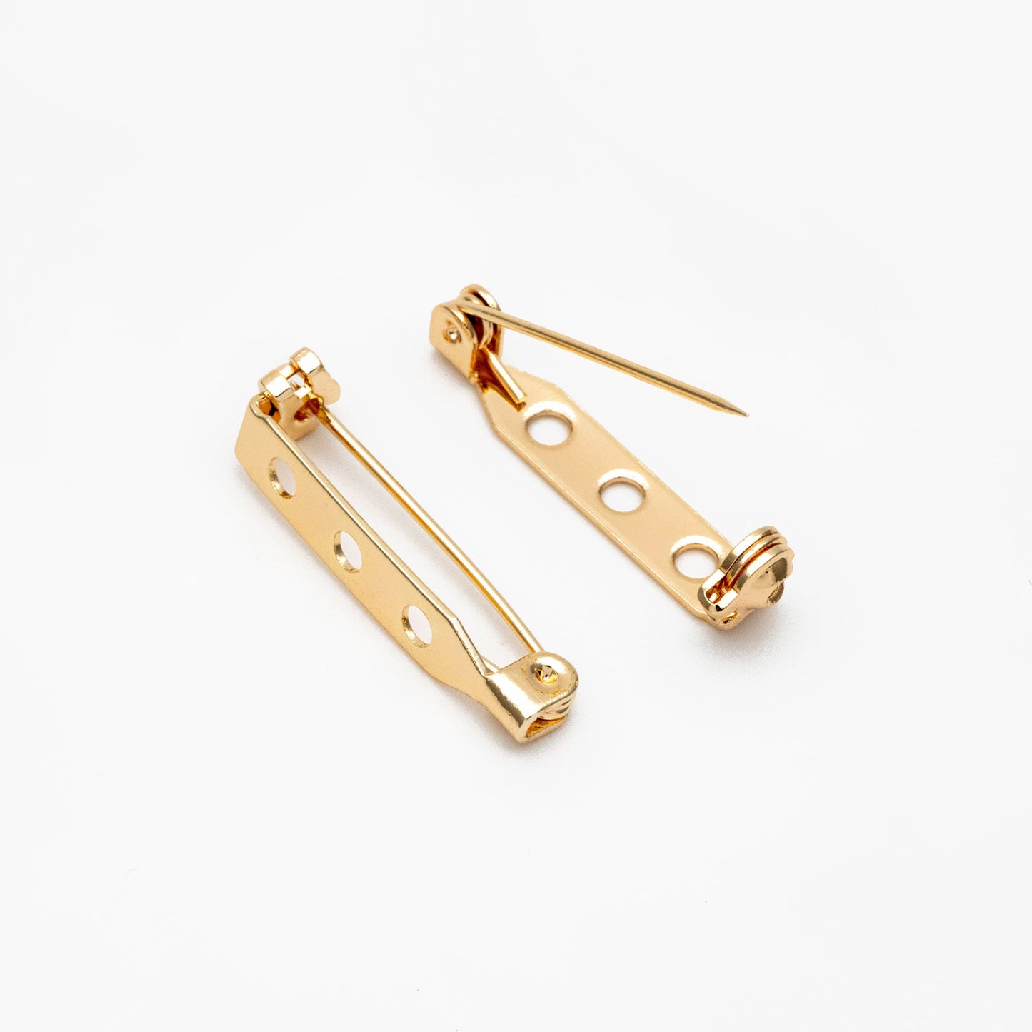 10pcs Gold Brooch Pin Blanks, Flat Pad Cabochon Blanks 27mm, Gold plated Brass Brooch Findings (GB-2059)