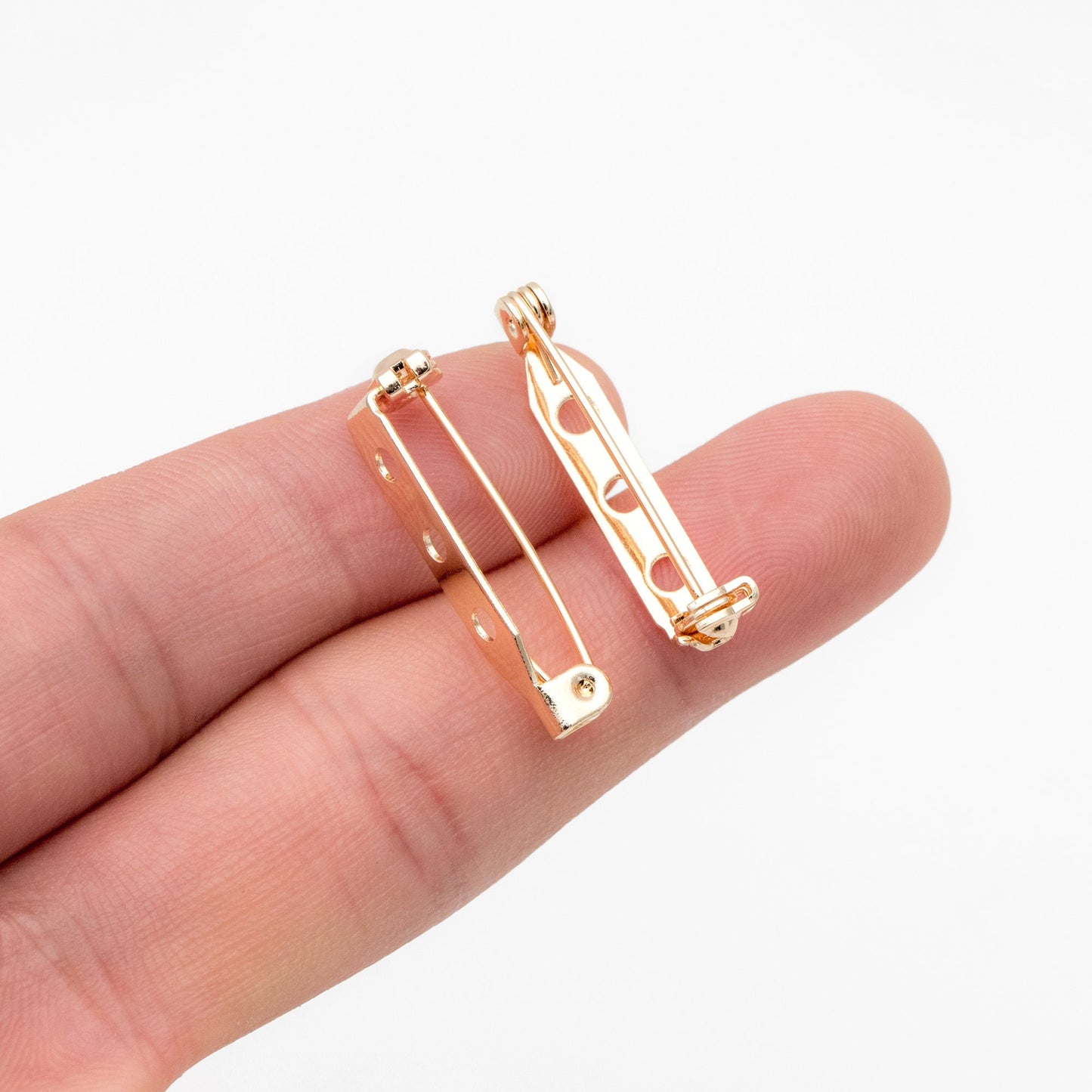 10pcs Gold Brooch Pin Blanks, Flat Pad Cabochon Blanks 27mm, Gold plated Brass Brooch Findings (GB-2059)