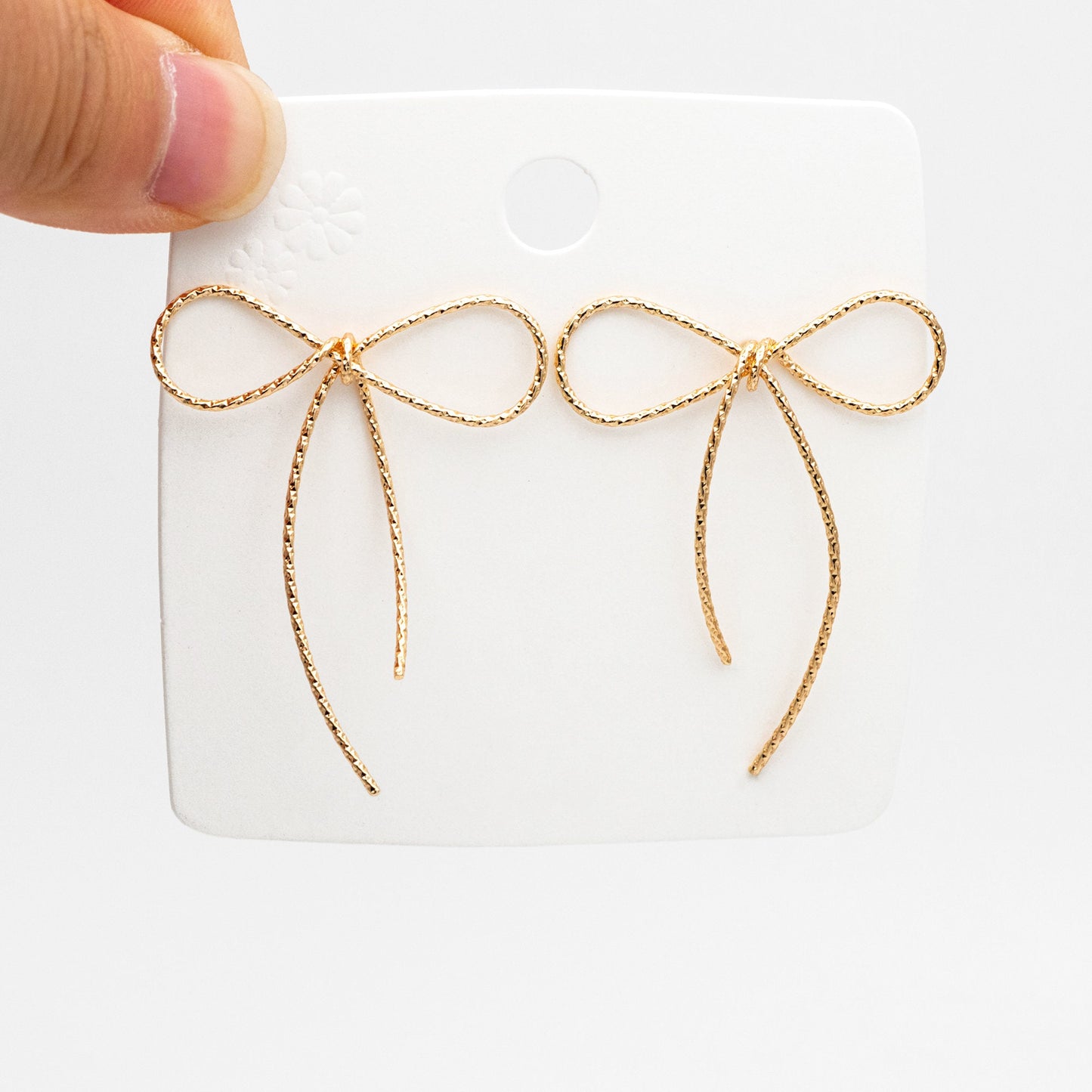 4pcs Gold/ Silver Bowknot Earrings, Gold/ Rhodium plated Brass, Minimalist Earrings, Jewelry Supplies (GB-4310)