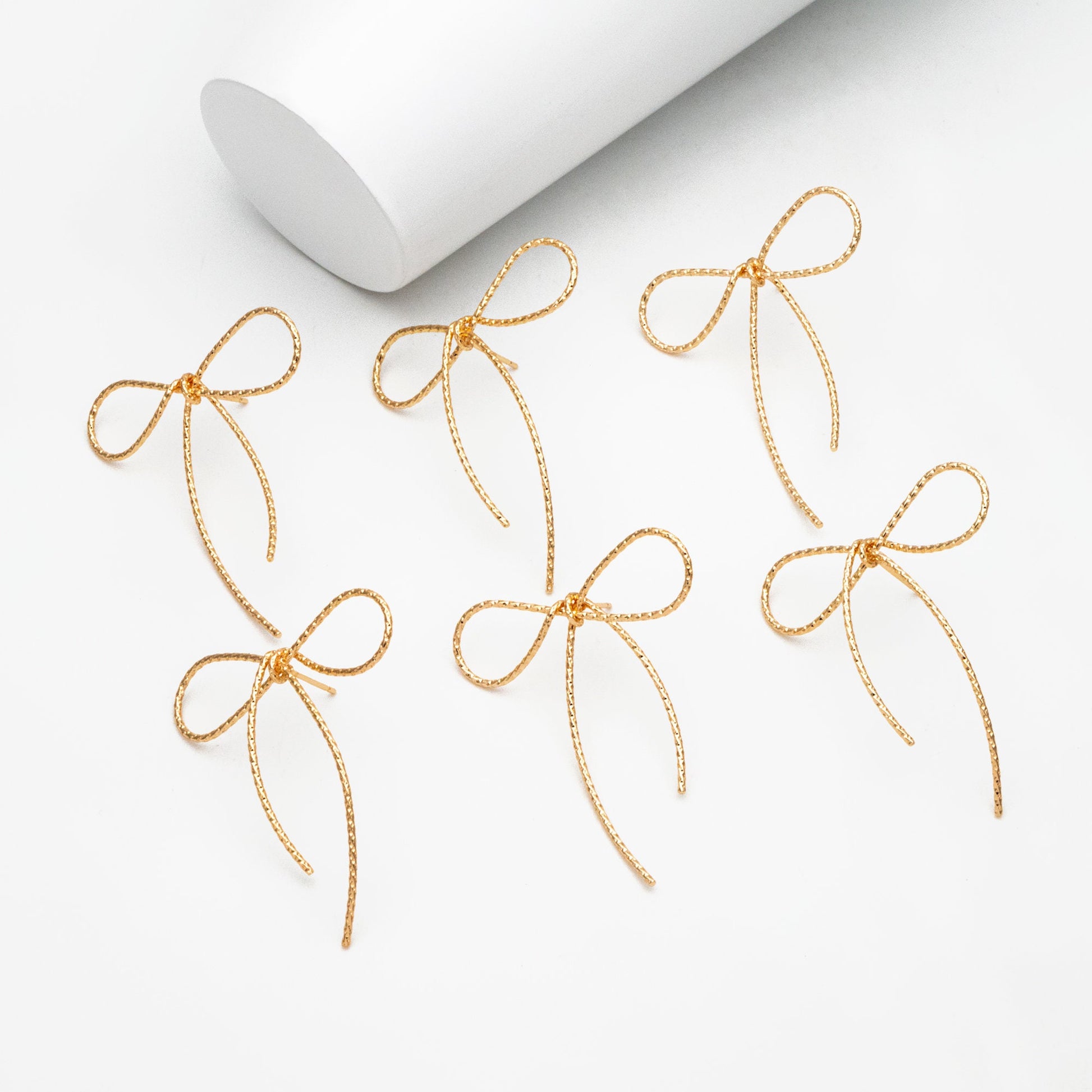 4pcs Gold/ Silver Bowknot Earrings, Gold/ Rhodium plated Brass, Minimalist Earrings, Jewelry Supplies (GB-4310)