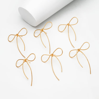 4pcs Gold/ Silver Bowknot Earrings, Gold/ Rhodium plated Brass, Minimalist Earrings, Jewelry Supplies (GB-4310)