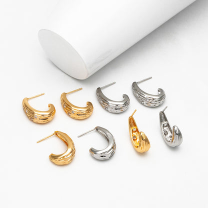 4pcs CZ Pave Gold/ Silver Teardrop Earrings, Gold/ Rhodium plated Brass, Geometric Stud Earrings (GB-4311)