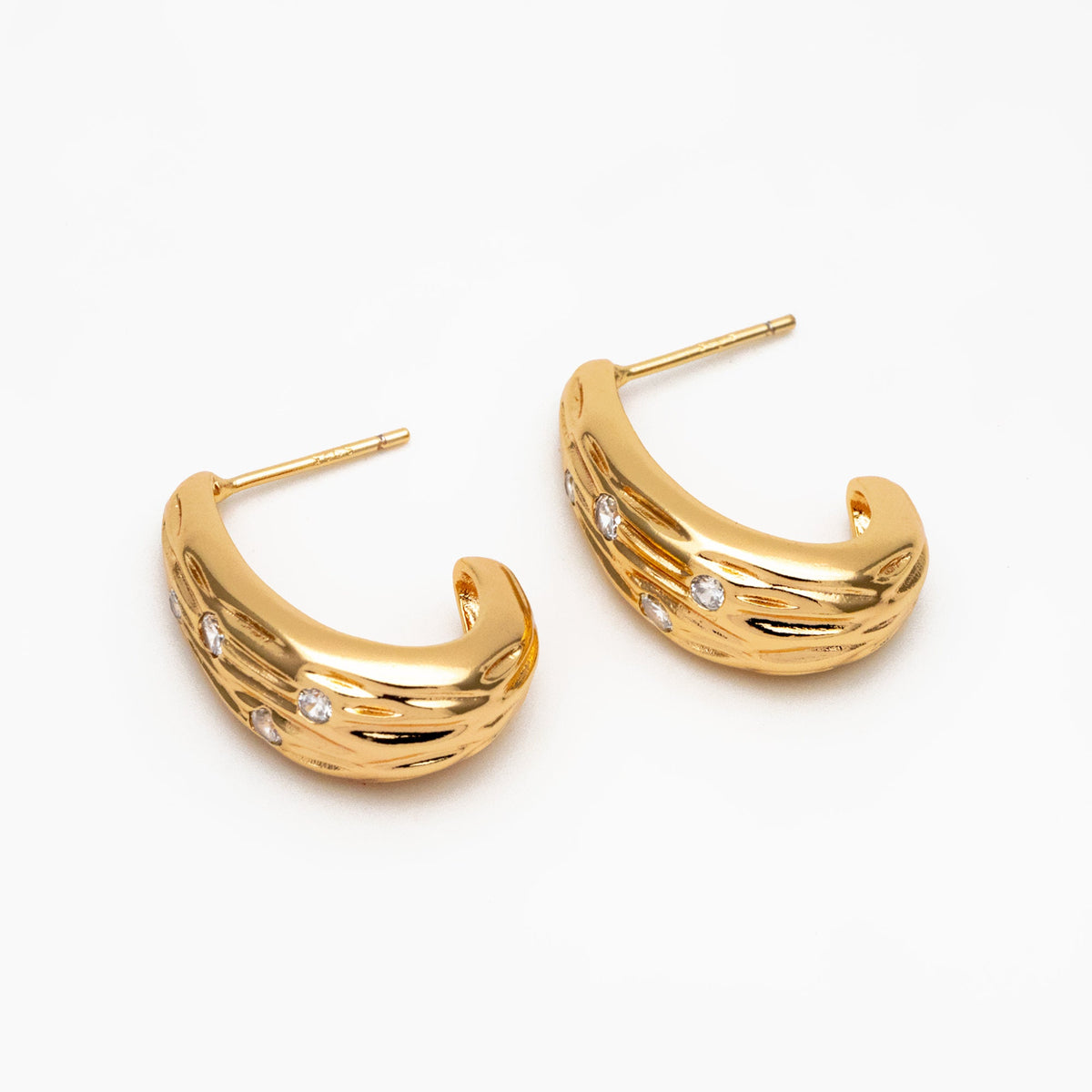 4pcs CZ Pave Gold/ Silver Teardrop Earrings, Gold/ Rhodium plated Brass, Geometric Stud Earrings (GB-4311)