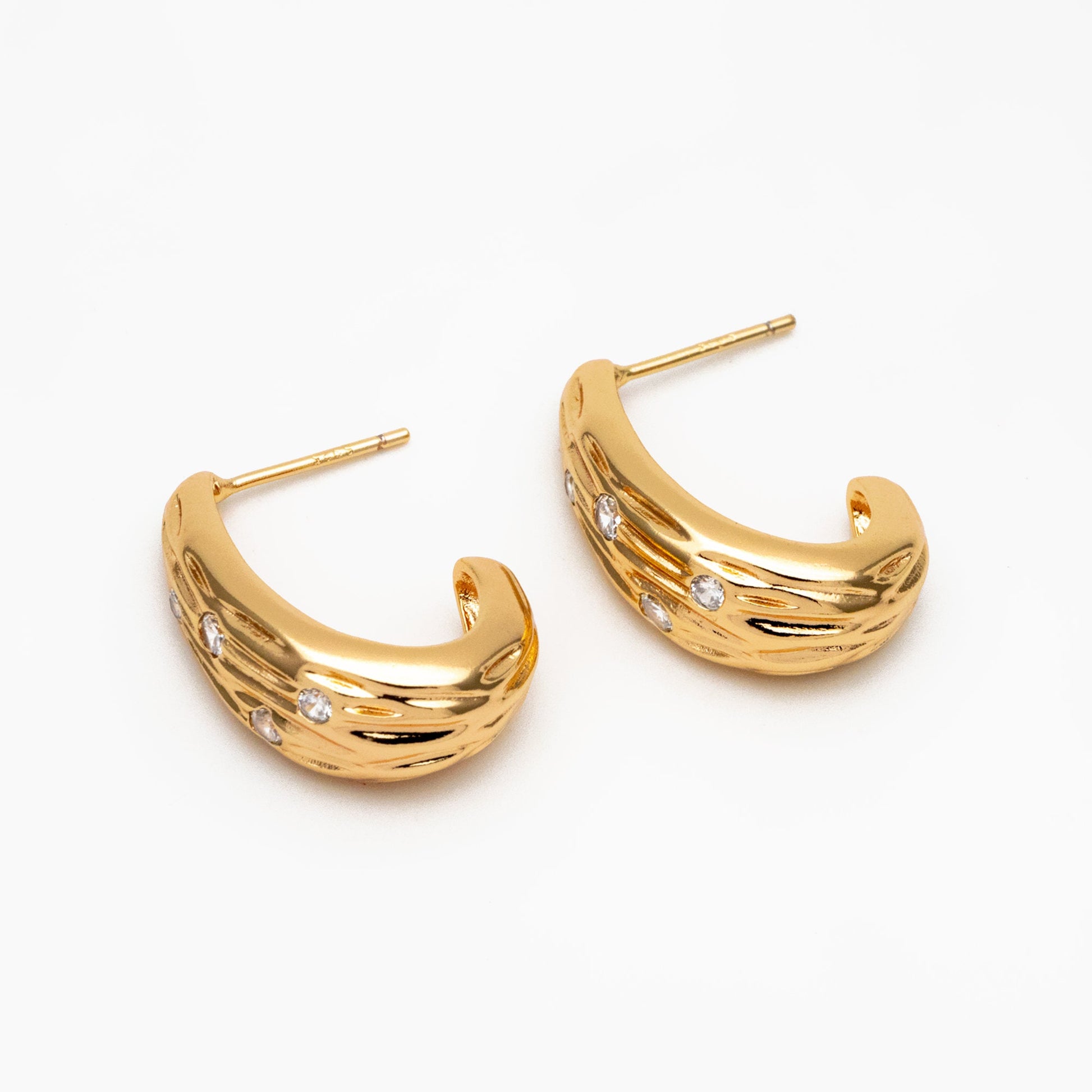 4pcs CZ Pave Gold/ Silver Teardrop Earrings, Gold/ Rhodium plated Brass, Geometric Stud Earrings (GB-4311)