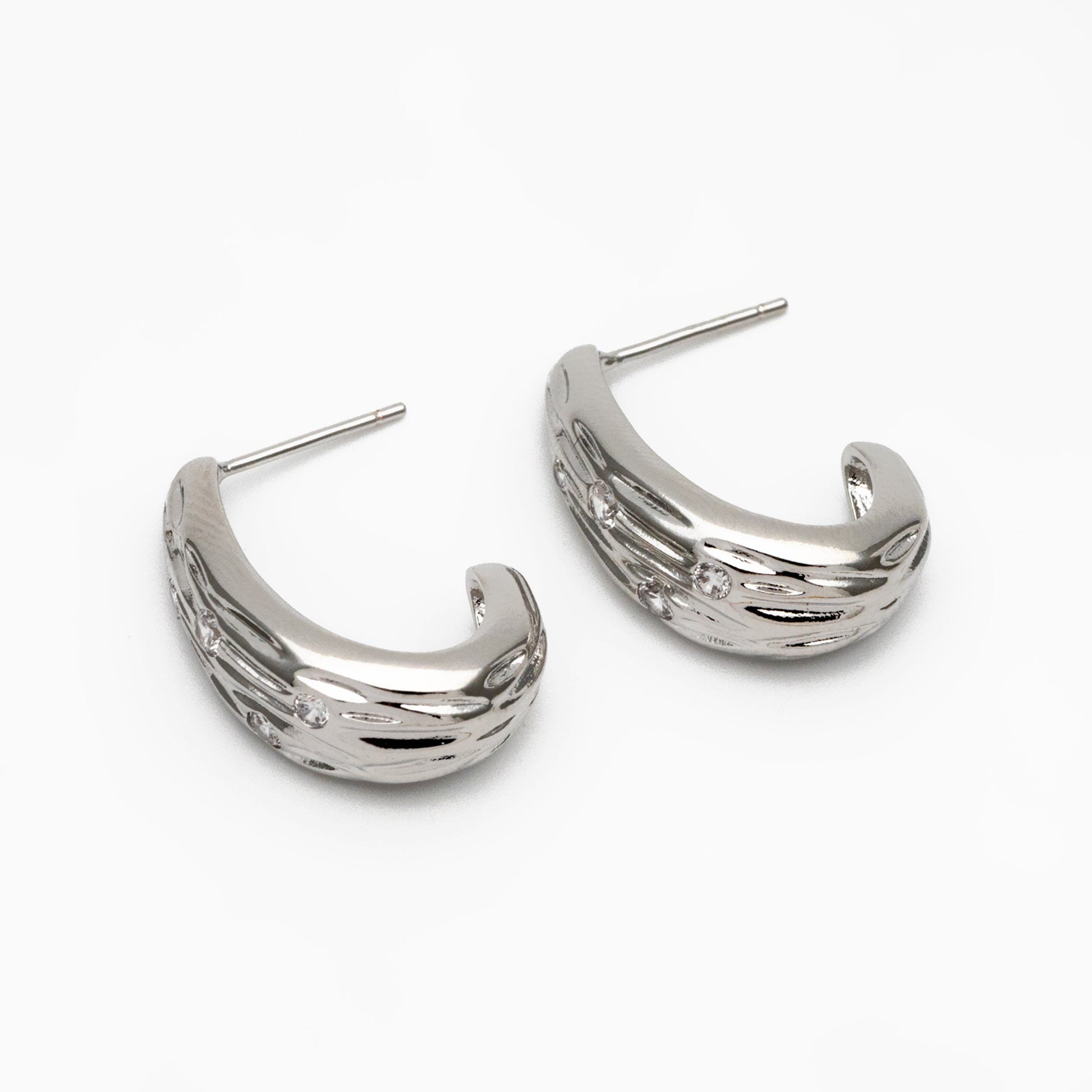 4pcs CZ Pave Gold/ Silver Teardrop Earrings, Gold/ Rhodium plated Brass, Geometric Stud Earrings (GB-4311)