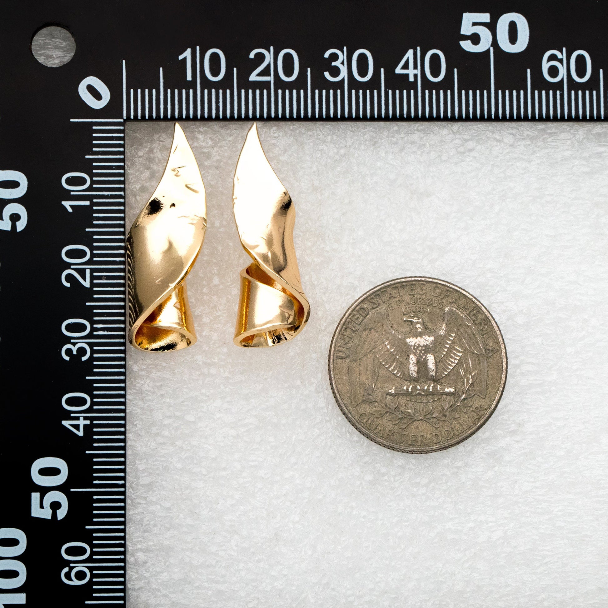 4pcs Gold/ Silver Curly Stud Earrings, 18K Gold/ Rhodium plated Brass, Unique Earrings (GB-4312)