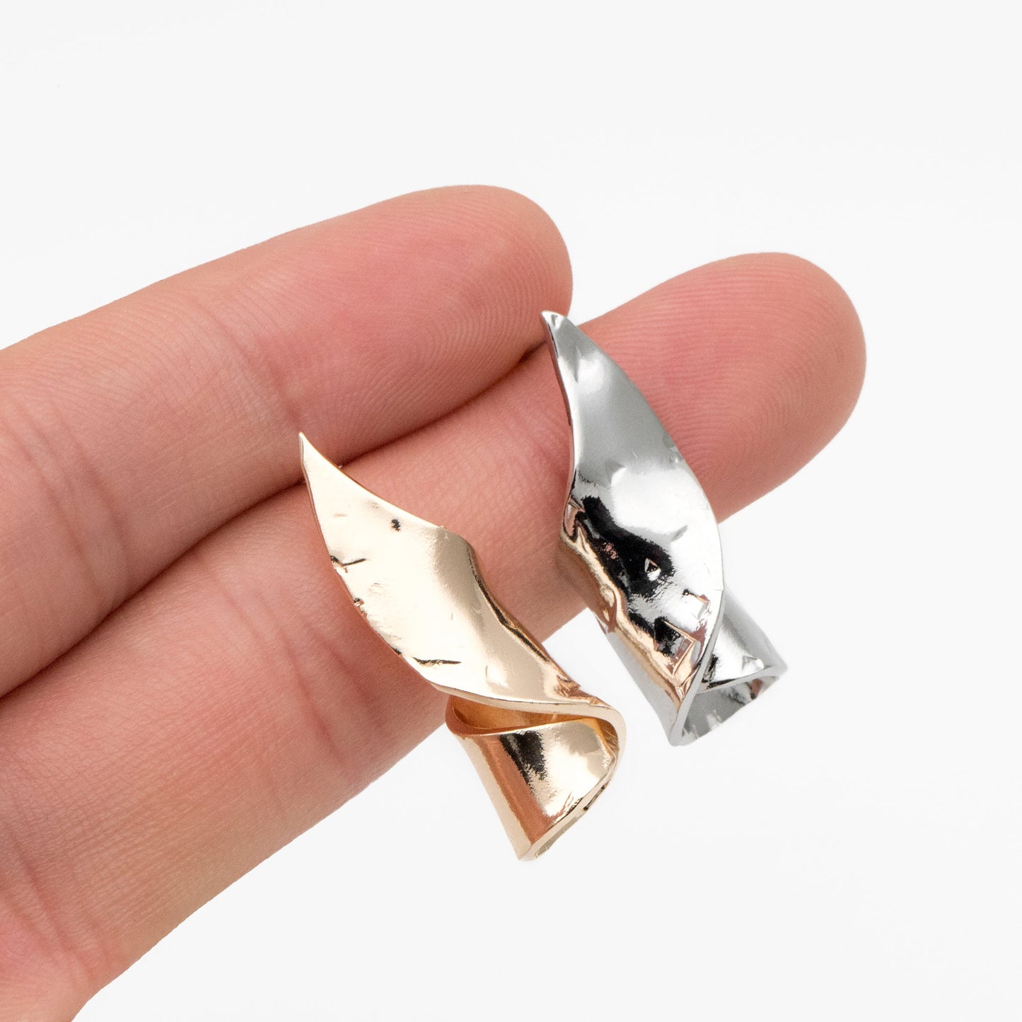 4pcs Gold/ Silver Curly Stud Earrings, 18K Gold/ Rhodium plated Brass, Unique Earrings (GB-4312)