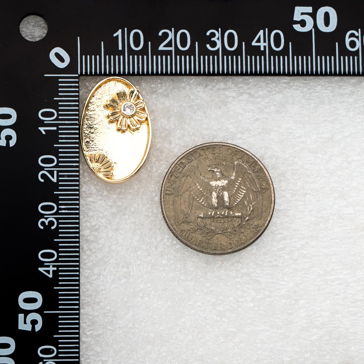 10pcs CZ Pave Gold Flower Oval Earrings, Gold Plated Brass, Dainty Geometric Stud Earrings (#GB-4318)