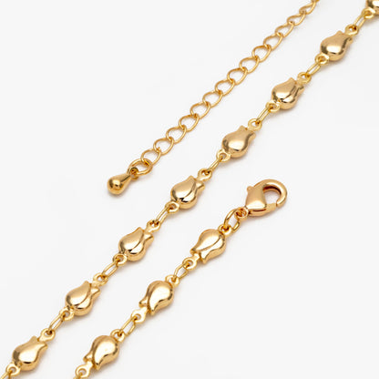 Gold Tulip Chain 4mm, Finished Bracelet/ Anklet/ Necklace with Extender Chain, Ready to Wear (#LK-321)