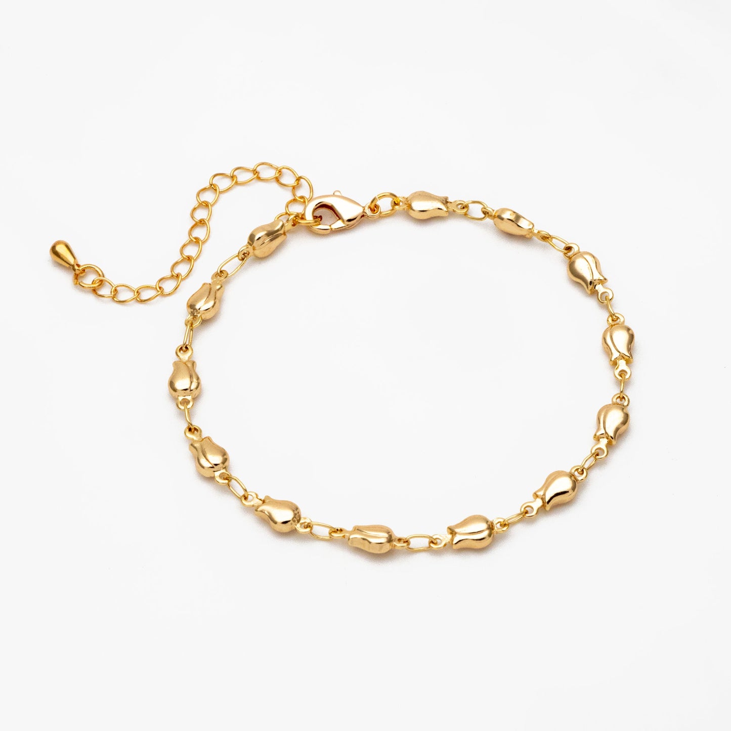 Gold Tulip Chain 4mm, Finished Bracelet/ Anklet/ Necklace with Extender Chain, Ready to Wear (#LK-321)