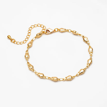 Gold Tulip Chain 4mm, Finished Bracelet/ Anklet/ Necklace with Extender Chain, Ready to Wear (#LK-321)