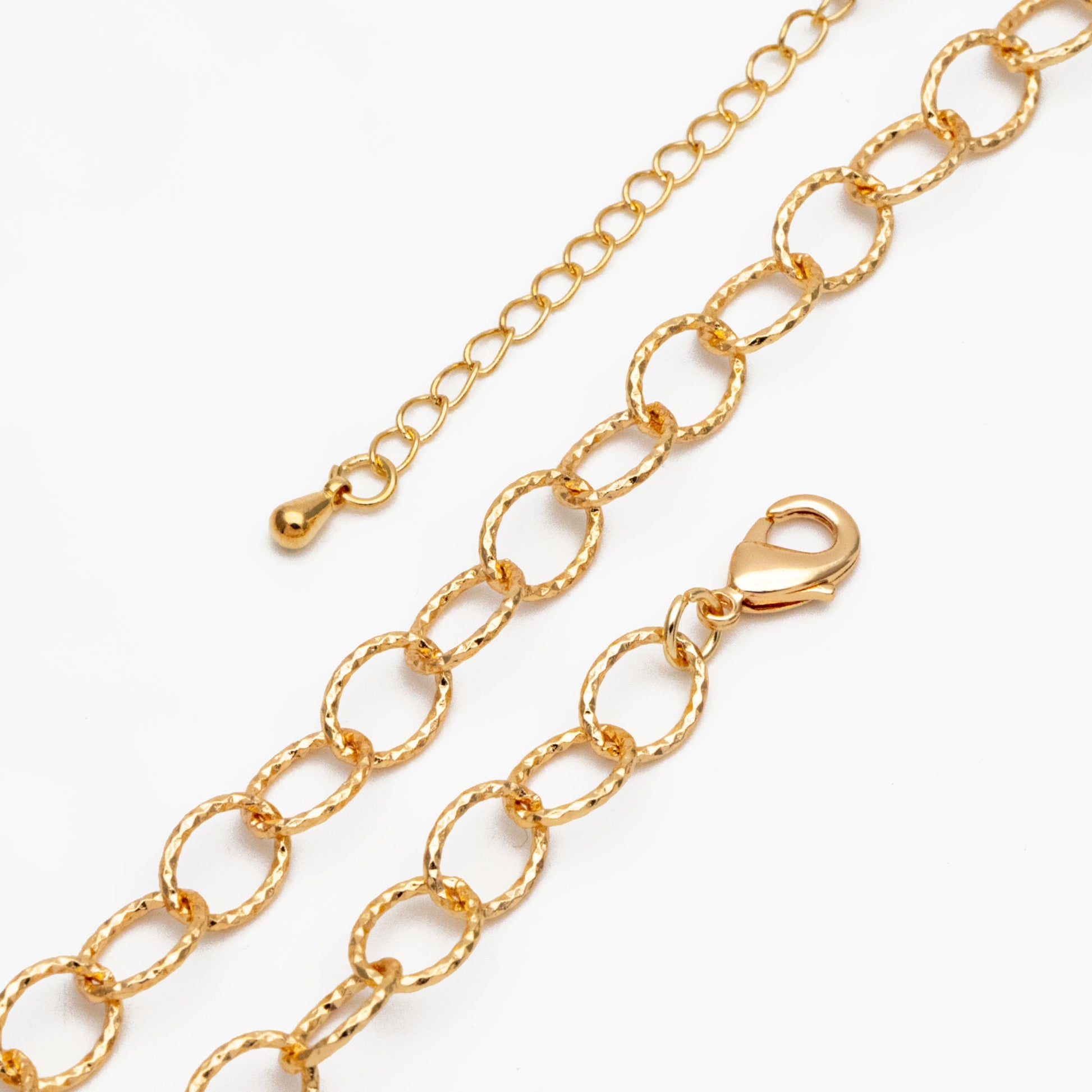 Gold Oval Cable Chain 7mm, Finished Bracelet/ Anklet/ Necklace with Extender Chain, Ready to Wear (#LK-592)
