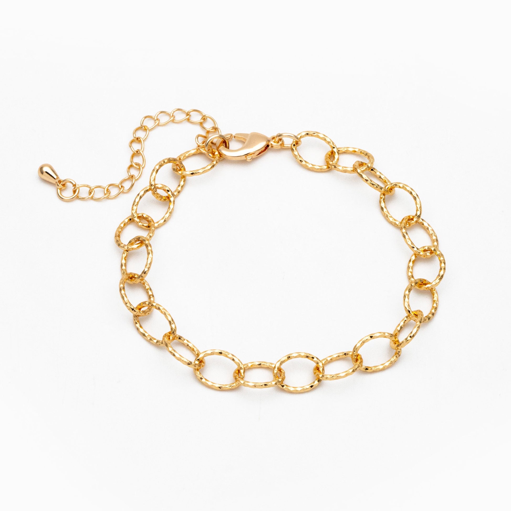 Gold Oval Cable Chain 7mm, Finished Bracelet/ Anklet/ Necklace with Extender Chain, Ready to Wear (#LK-592)