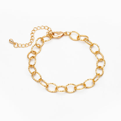 Gold Oval Cable Chain 7mm, Finished Bracelet/ Anklet/ Necklace with Extender Chain, Ready to Wear (#LK-592)