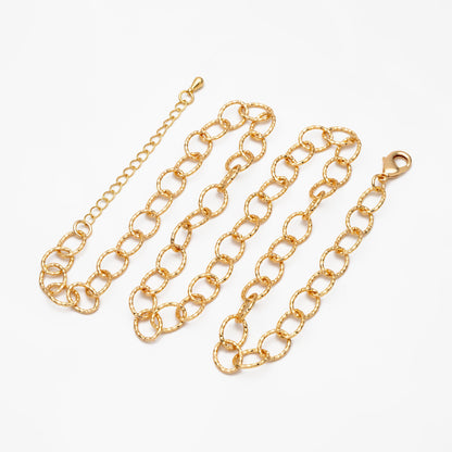 Gold Oval Cable Chain 7mm, Finished Bracelet/ Anklet/ Necklace with Extender Chain, Ready to Wear (#LK-592)