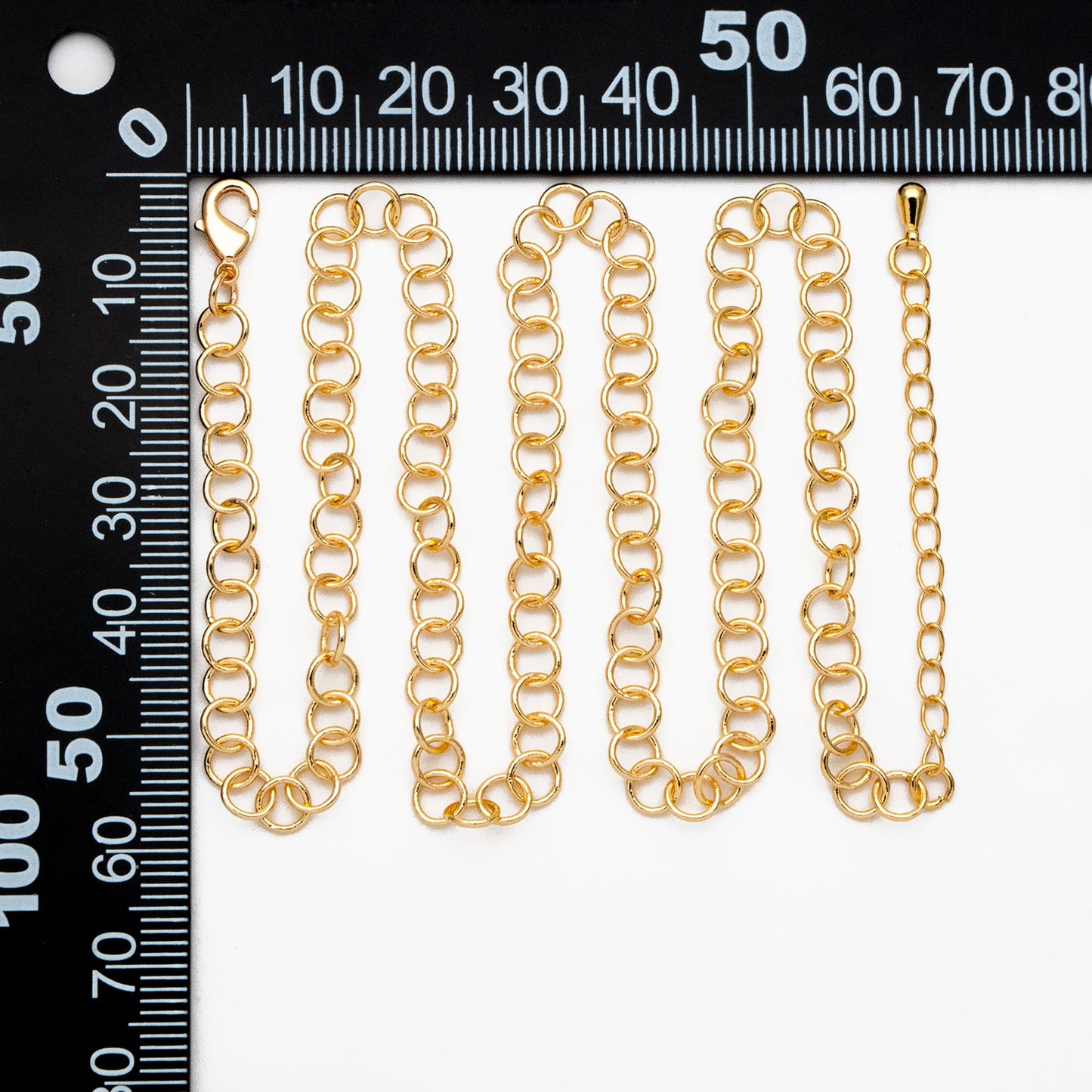 Gold/ Silver Tone Round Loop Chain 5mm, Finished Bracelet/ Anklet/ Necklace with Extender Chain, Ready to Wear (#LK-604)