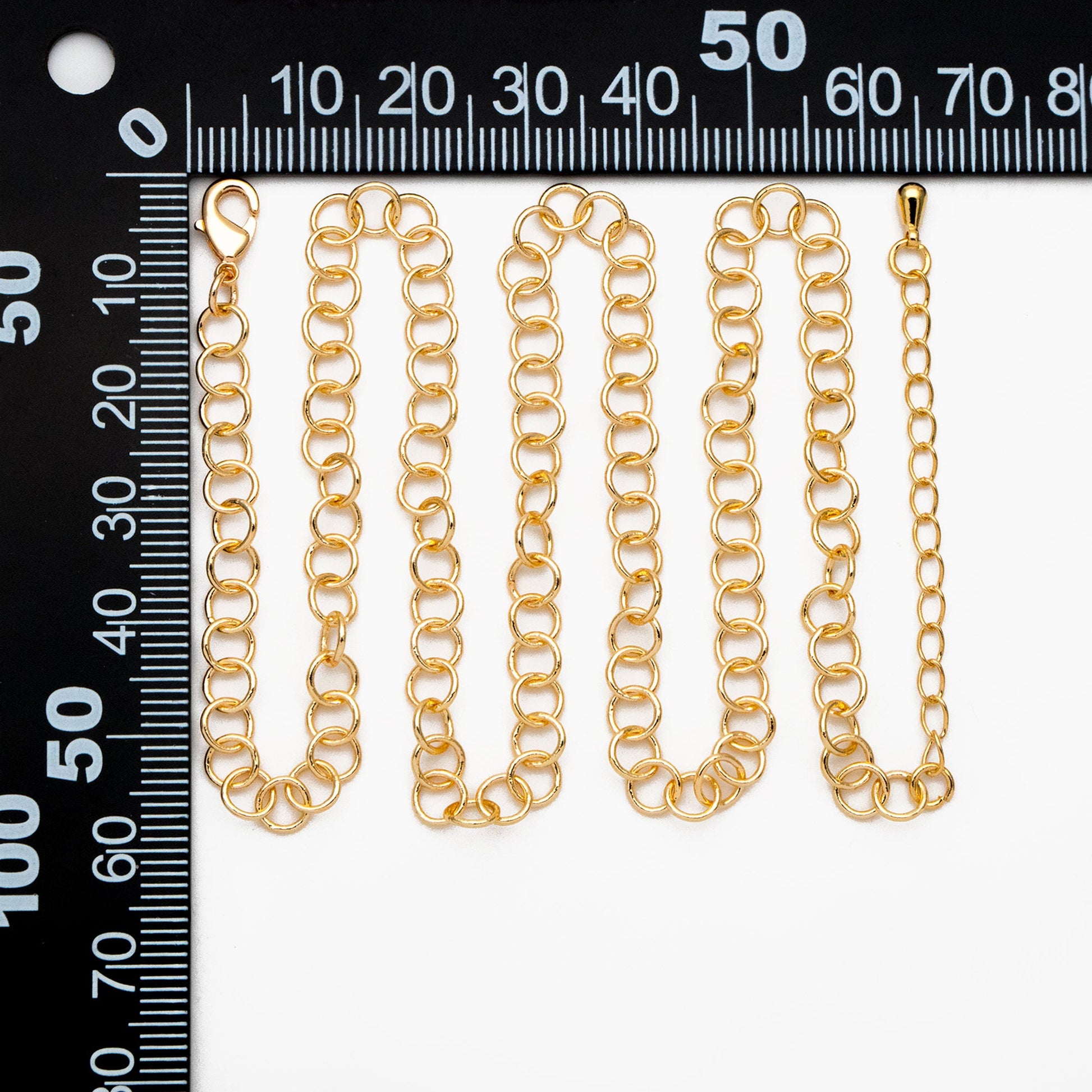 Gold/ Silver Tone Round Loop Chain 5mm, Finished Bracelet/ Anklet/ Necklace with Extender Chain, Ready to Wear (#LK-604)