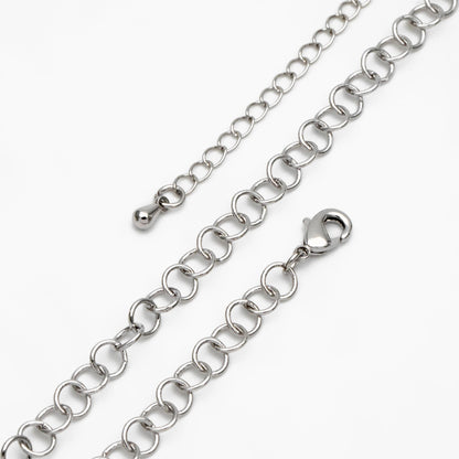 Gold/ Silver Tone Round Loop Chain 5mm, Finished Bracelet/ Anklet/ Necklace with Extender Chain, Ready to Wear (#LK-604)