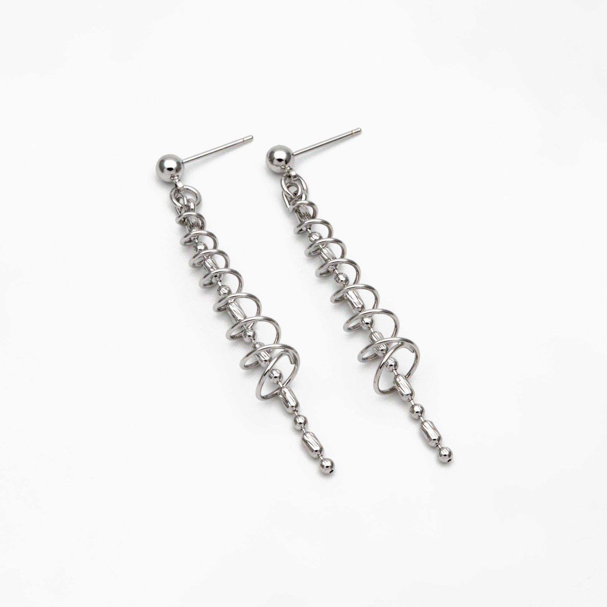 4pcs Gold/ Silver Spiral Chain Tassel Earrings, Tassel Stud Earring, Dangling Earrings, Minimalist Earrings (GB-4306)