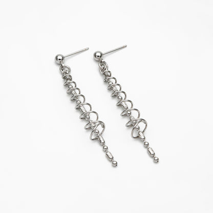 4pcs Gold/ Silver Spiral Chain Tassel Earrings, Tassel Stud Earring, Dangling Earrings, Minimalist Earrings (GB-4306)