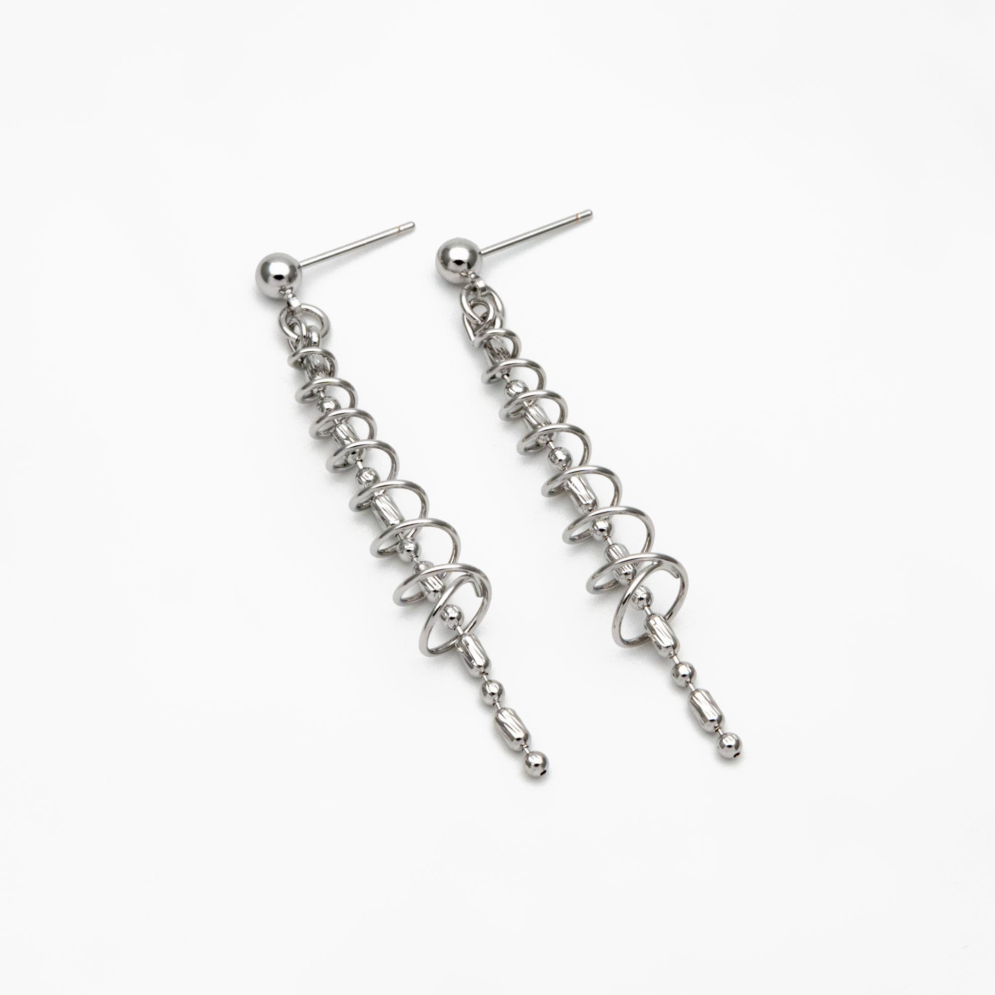 4pcs Gold/ Silver Spiral Chain Tassel Earrings, Tassel Stud Earring, Dangling Earrings, Minimalist Earrings (GB-4306)
